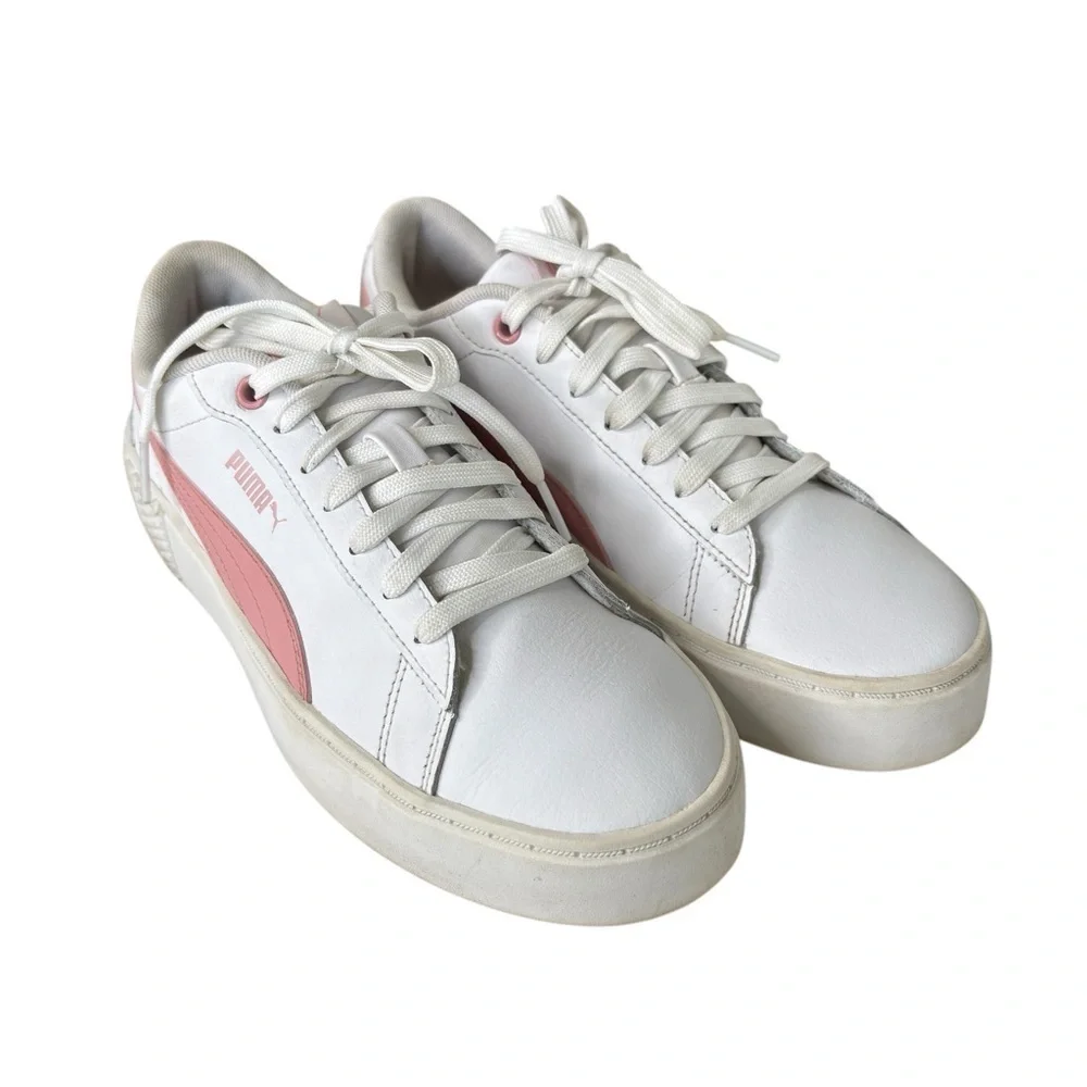 Puma Smash Platform V2 Casual Sneakers Womens Shoe Size 9 White / Pink 373035-05